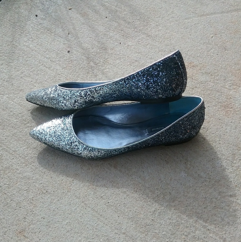 Zara Women Sparkly Blue Ombre Flats